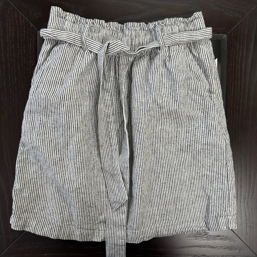 *J. CREW* White Vertical Striped Tie-Waist Skirt Size XS
